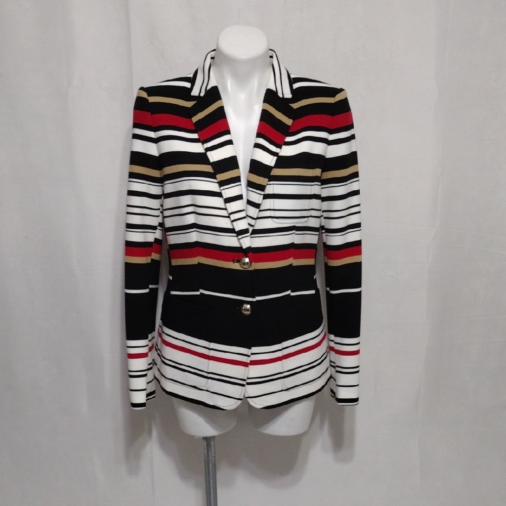 Tommy Hilfiger 8 Multicolor Striped Blazer Coat Preppy Classic Workwear Jacket